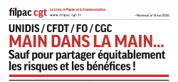 UNIDIS – CFDT – FO – CGC Main dans la main… dans CGT UPM Chapelle Darblay communiqueUnidisFilpac14mai20-1-250x115