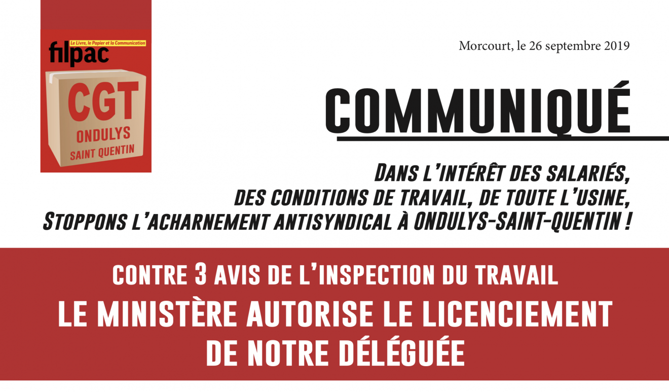 Le Ministère du travail autorise le licenciement de notre déléguée ! dans CGT UPM Chapelle Darblay ondulys26sept19-1-1320x773