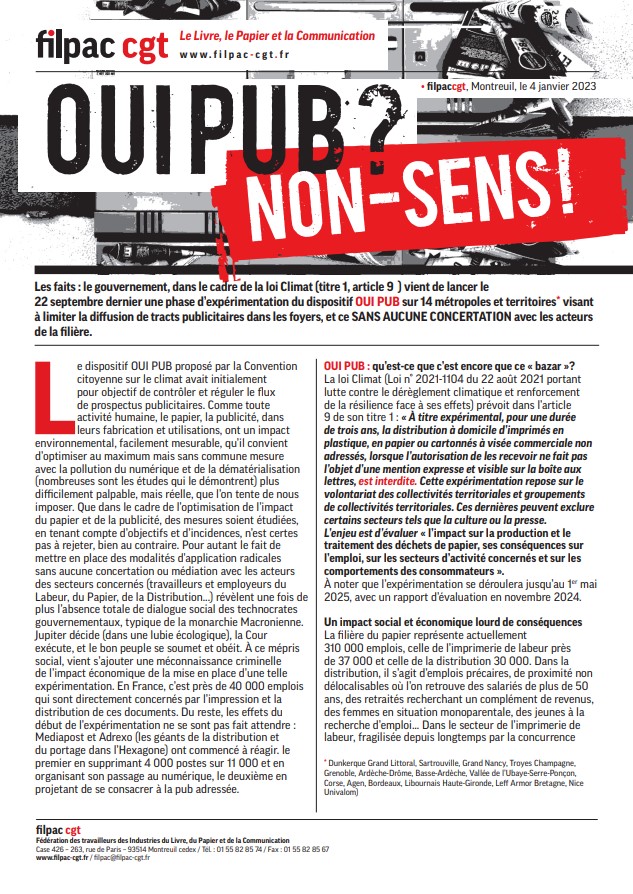 LE OUI PUB ? UN NONSENS ! Filpac